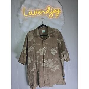 Carlos N Charlies Polo Shirt Mens XL Collared Brown Hawaiian Flower Golf